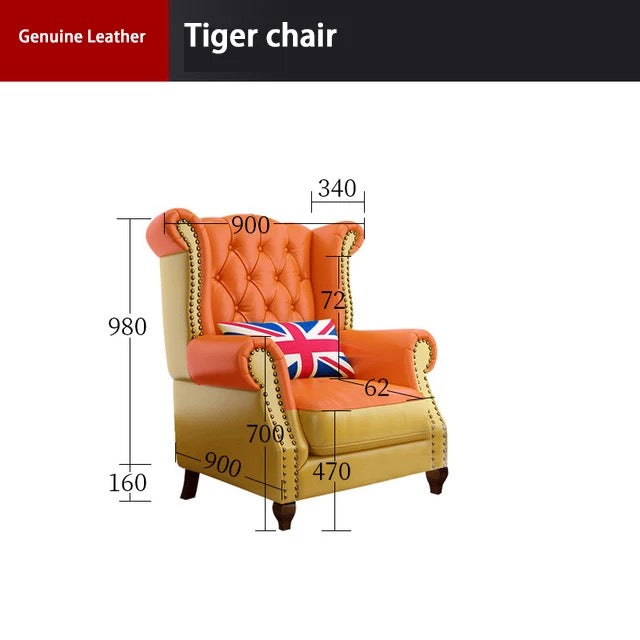 Winter's Chesterfield High Back Chair, Leather Fabric Lounge Sessel