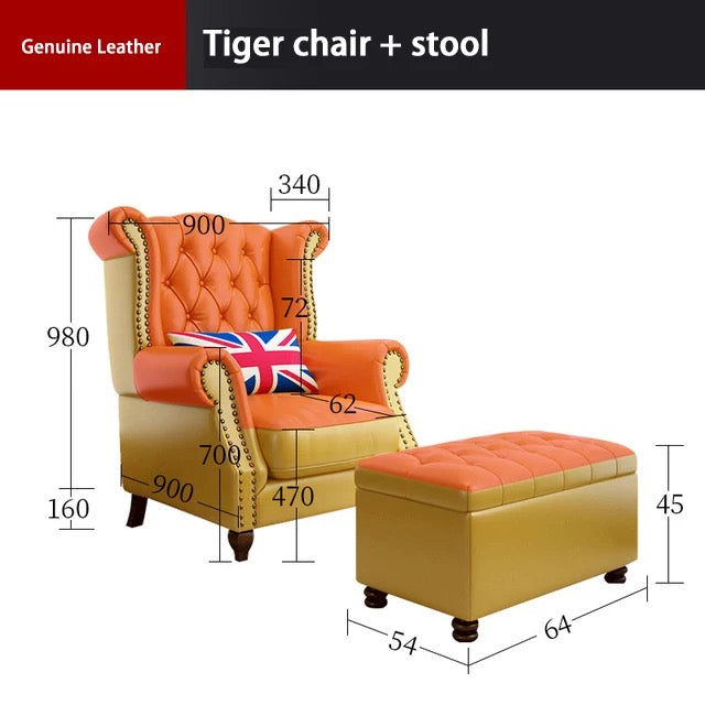 Winter's Chesterfield High Back Chair, Leather Fabric Lounge Sessel