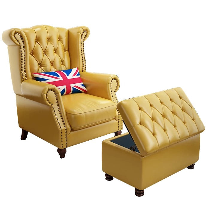 Winter's Chesterfield High Back Chair, Leather Fabric Lounge Sessel