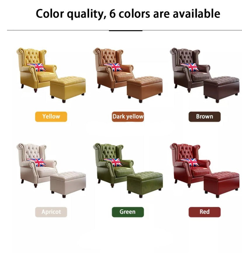 Winter's Chesterfield High Back Chair, Leather Fabric Lounge Sessel