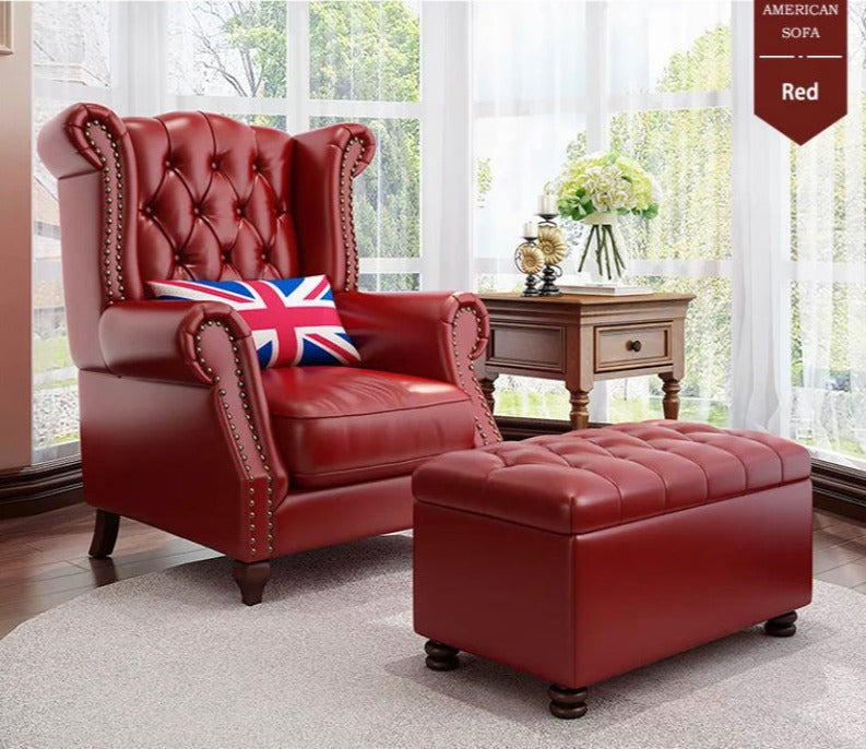 Modern Antique Chesterfield Lounge Chair, High Back Wingback Armchair
