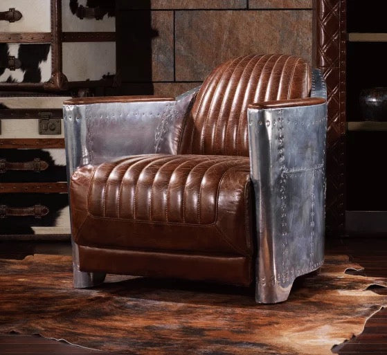 Antique-Style Reclining Chesterfield Club Chair, Brick Red Luxury Furniture