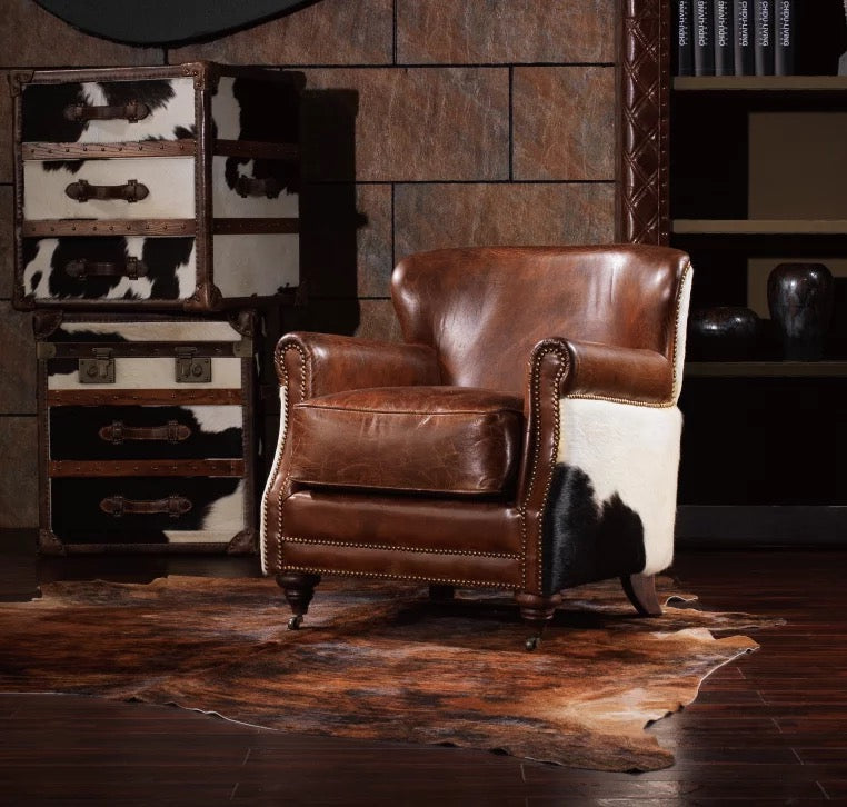 Antique-Style Reclining Chesterfield Club Chair, Brick Red Luxury Furniture