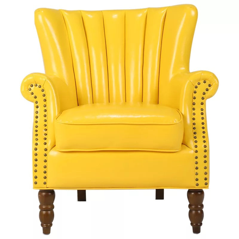 European Wingback Chesterfield Armchair, Fabric Lobby Chair