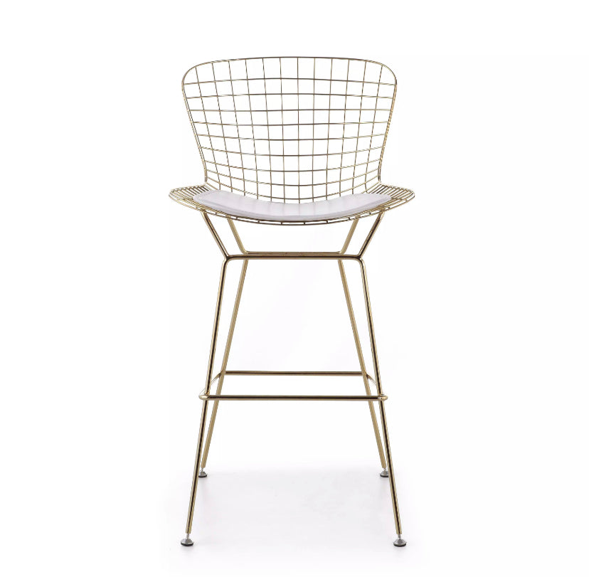 Modern Gold Bar Stool - PU Leather, Classic Dining Chair