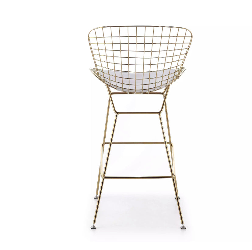 Modern Gold Bar Stool - PU Leather, Classic Dining Chair