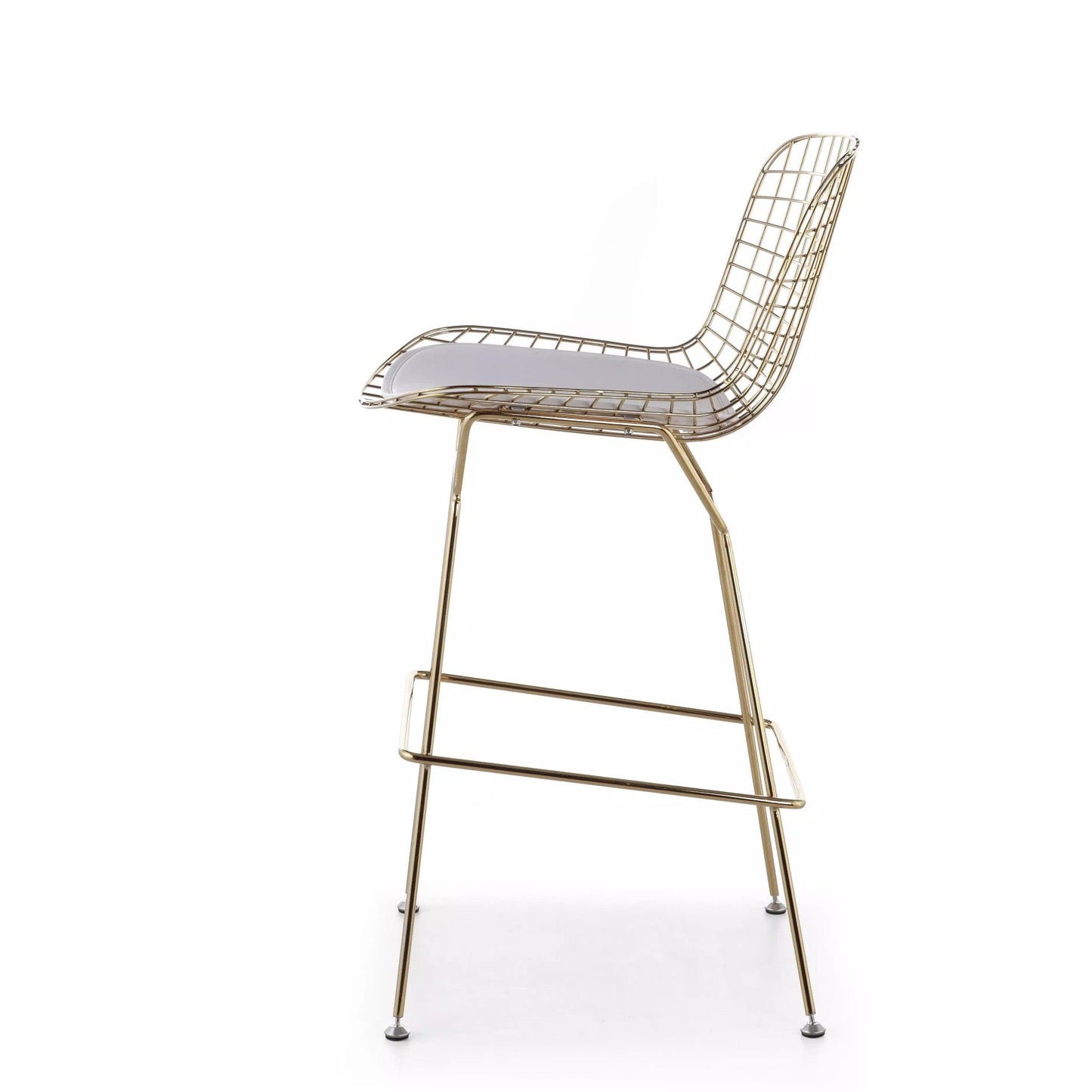Modern Gold Bar Stool - PU Leather, Classic Dining Chair