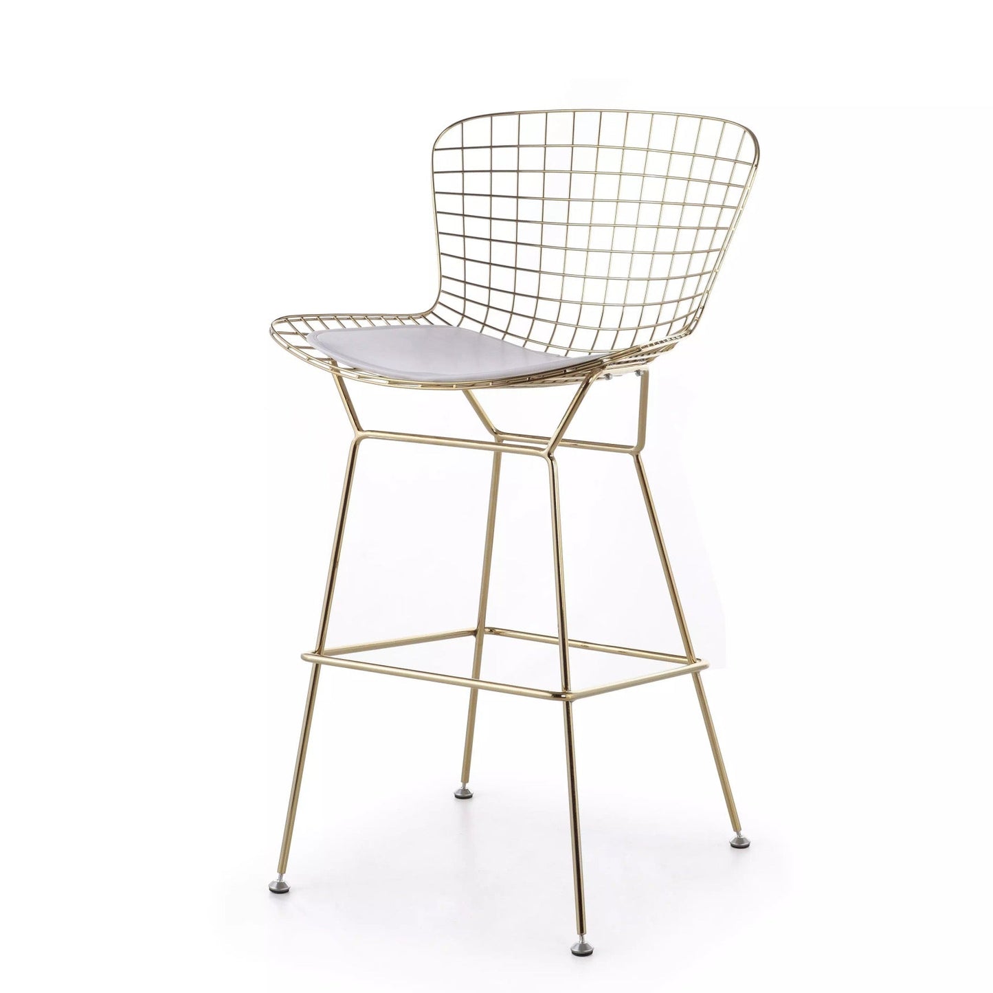 Modern Gold Bar Stool - PU Leather, Classic Dining Chair