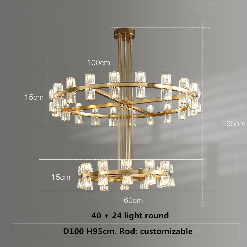 Pendant Light American G4 Led Chandelier Lustre K9 Crystal Gold Round Metal Led Pendant Lights