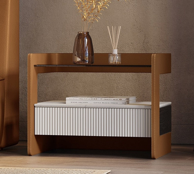 Bedside Cabinet Bedroom Nachttisch Leather Cloakroom Drawer Nightstands