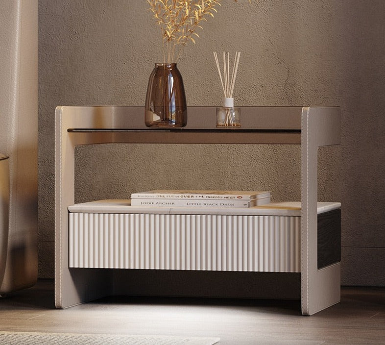 Bedside Cabinet Bedroom Nachttisch Leather Cloakroom Drawer Nightstands